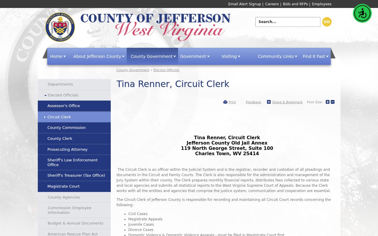 Jefferson County criminal court records clerk page